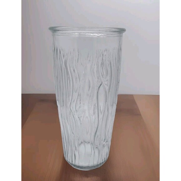 Wavy Ribbed Glass Vase Heavy Large Centerpiece Clear Wedding Decor Shower Party - Picture 1 of 9